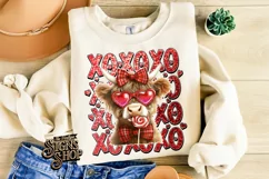 Highland Cow Valentines Coquette PNG | DTF and Sublimation Product Image 1
