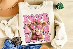 Highland Cow Valentines Coquette PNG | DTF and Sublimation Product Image 3