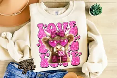 Highland Cow Valentines Coquette PNG | DTF and Sublimation Product Image 1