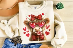 Highland Cow Valentines Coquette PNG | DTF and Sublimation Product Image 3