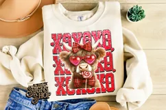 Highland Cow Valentines Coquette PNG | DTF and Sublimation Product Image 3