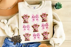 Highland Cow Valentines Coquette PNG | DTF and Sublimation Product Image 1