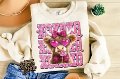 Highland Cow Valentines Coquette PNG | DTF and Sublimation Product Image 3