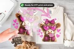 Highland Cow Valentines Coquette PNG | DTF and Sublimation Product Image 2