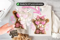 Highland Cow Valentines Coquette PNG | DTF and Sublimation Product Image 2