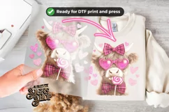 Highland Cow Valentines Coquette PNG | DTF and Sublimation Product Image 2