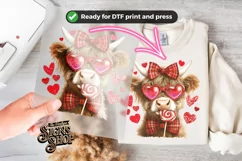 Highland Cow Valentines Coquette PNG | DTF and Sublimation Product Image 2