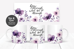 Watercolor floral with positive quote mug sublimation design Product Image 1