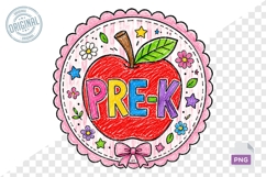 Pre-K Apple Teacher PNG Cute Back To School Design Product Image 1