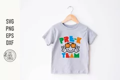 Pre-K Team Svg use for your kids first day of school celebration. You can make and decorate t-shirts, mugs, posters, signs, bags, pillows, phone cases and more.