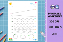 Preschool pre-writing line tracing printable worksheet Product Image 1