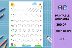 Preschool pre-writing line tracing printable worksheet Product Image 1