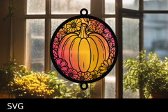 Suncatcher Car Charm Halloween pumpkin SVG, Ornament SVG Product Image 1