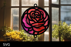 Suncatcher Car Charm Rose Flowers SVG, Ornament SVG Product Image 1