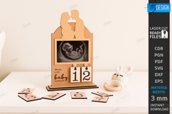 Pregnancy Countdown Frame Laser Cut |Baby Milestone Calendar Product Image 1