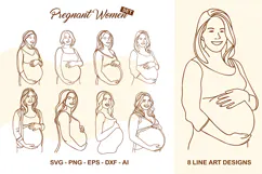 Pregnant Women Mothers Day Outline SVG Product Image 1