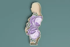Pregnant Woman Laser Cut File| Layered Floral SVG Product Image 1