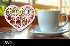 Heart coaster svg or Paper cut file Product Image 1