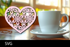 Heart coaster svg or Paper cut file Product Image 1