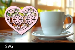 Heart coaster svg or Paper cut file Product Image 1