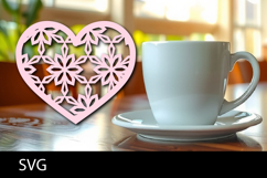 Heart coaster svg or Paper cut file Product Image 1