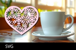 Heart coaster svg or Paper cut file Product Image 1