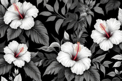 Black White Hibiscus Flower Background Product Image 1