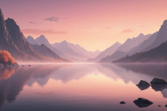 Dreamy Mountain Lake Sunset Background Product Image 1