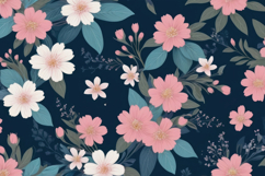 Pink &amp; White Floral Bloom Petal Pattern Background Product Image 1