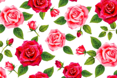 Vibrant Roses &amp; Leaves Pattern Background Product Image 1
