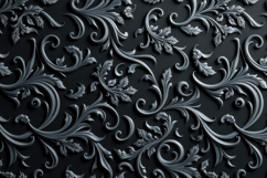 Black Baroque Floral Scroll Background Product Image 1