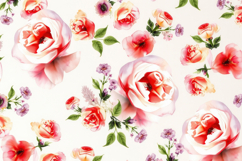 Vibrant Watercolor Rose Pattern Background Product Image 1