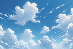 White Puffy Clouds Blue Sky Background Product Image 1