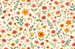 Garden Flowers Repeat Pattern Background Product Image 1