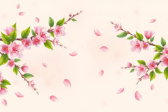 Pink Cherry Branch &amp; Petals Background Product Image 1