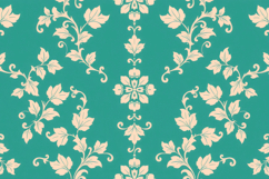 Teal Damask Floral Pattern Background Product Image 1