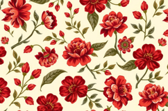 Vintage red floral cream background Product Image 1
