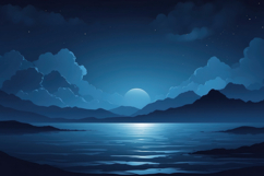 Moonlit Lake Mountains Background Product Image 1