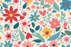 Colorful Botanical Blooms Hearts Background Product Image 1