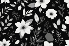 Black White Floral Botanical Pattern Background Product Image 1