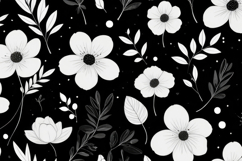 Black White Flower Leaf Background Product Image 1