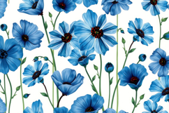 Bright Blue Floral Meadow Background Product Image 1
