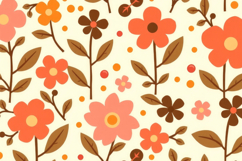 Retro Orange Pink Floral Background Product Image 1
