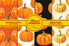 Minimal Pumpkins Seamless Pattern Design and Digital Paper Product Image 1