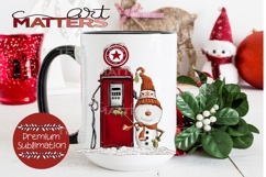 Vintage Gas Pump Snowman - 300 DPI - Hand Painted Product Image 2