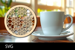 Lasercut Coasters Mandala, Coffee coaster snowflake svg Product Image 1