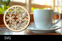 Lasercut Coasters Mandala, Coffee coaster snowflake svg Product Image 1