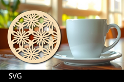 Lasercut Coasters Mandala, Coffee coaster snowflake svg Product Image 1