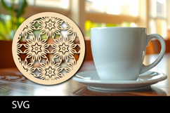 Lasercut Coasters Mandala, Coffee coaster snowflake svg Product Image 1