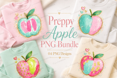 Preppy Apple PNG Bundle | Cute Teacher Apple PNG | Coquette Product Image 1